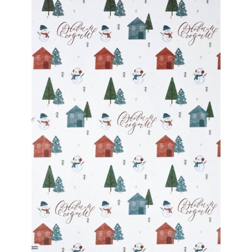 Бумага упаковочная "Снеговик" 70х50 см 10864079