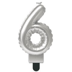 Свеча декоративная Цифра "6" Шар Серебро 622096-6	