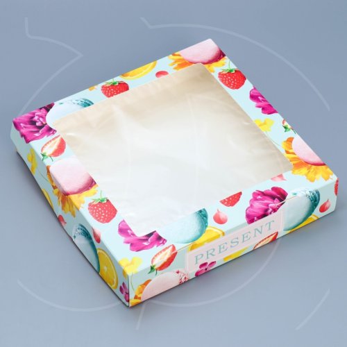 Коробка для сладостей с окном "Фрукты" 20х20х4 см 9281159