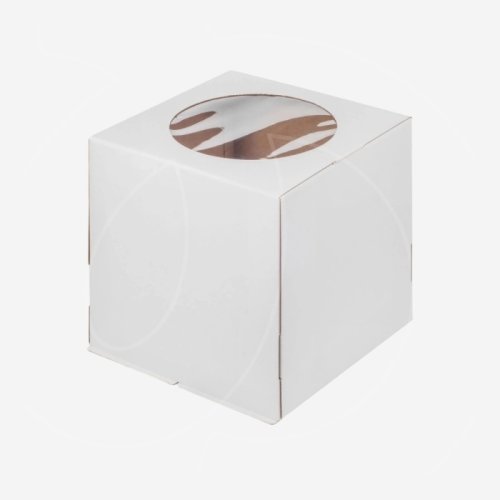 Коробка для торта с окном белая 24х24х30 см 19110