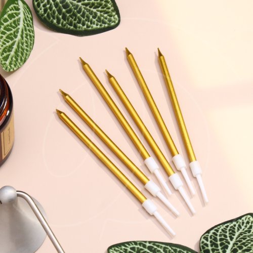 Свечи декоративные "Золотой металлик" 10 см 6 шт 7582965