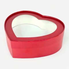 Коробка для сладостей с окном "Сердце" Красная 21,5х18х5,5 см 071302