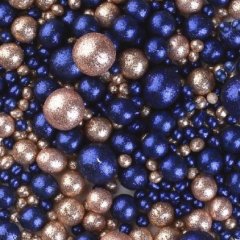 Посыпка кондитерская из дутого риса жемчуг блестящий "Сапфирово-золотой Микс" 50 г 