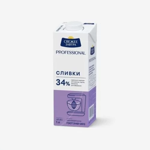Сливки ультрапастеризованные Свежее завтра 34% 1 л без скидки